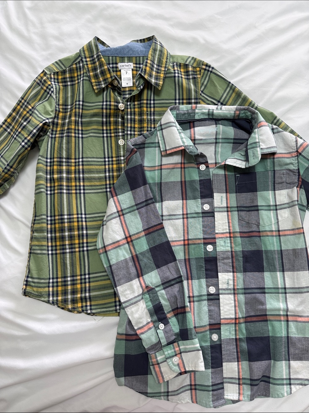 Carter's Green and Yellow Plaid Button-Up Shirt